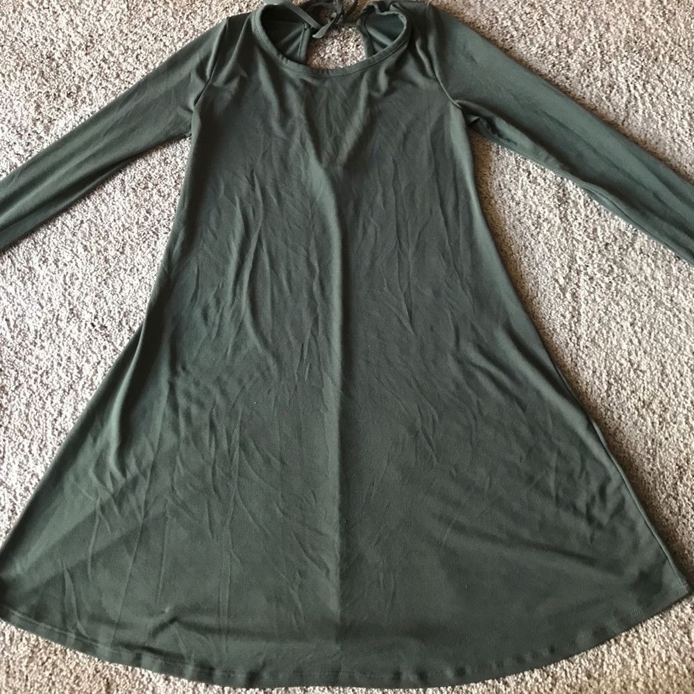 Olive long sleeve Flair dress